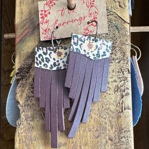 Elegant Purple Fringe Earrings with Floral Accent